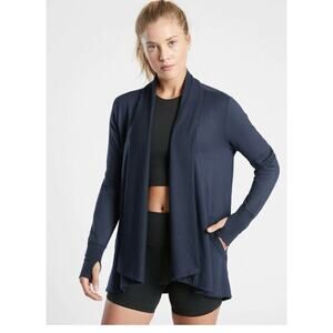 Athleta Lauren Open Cardigan Women’s Cotton Black XS 2167